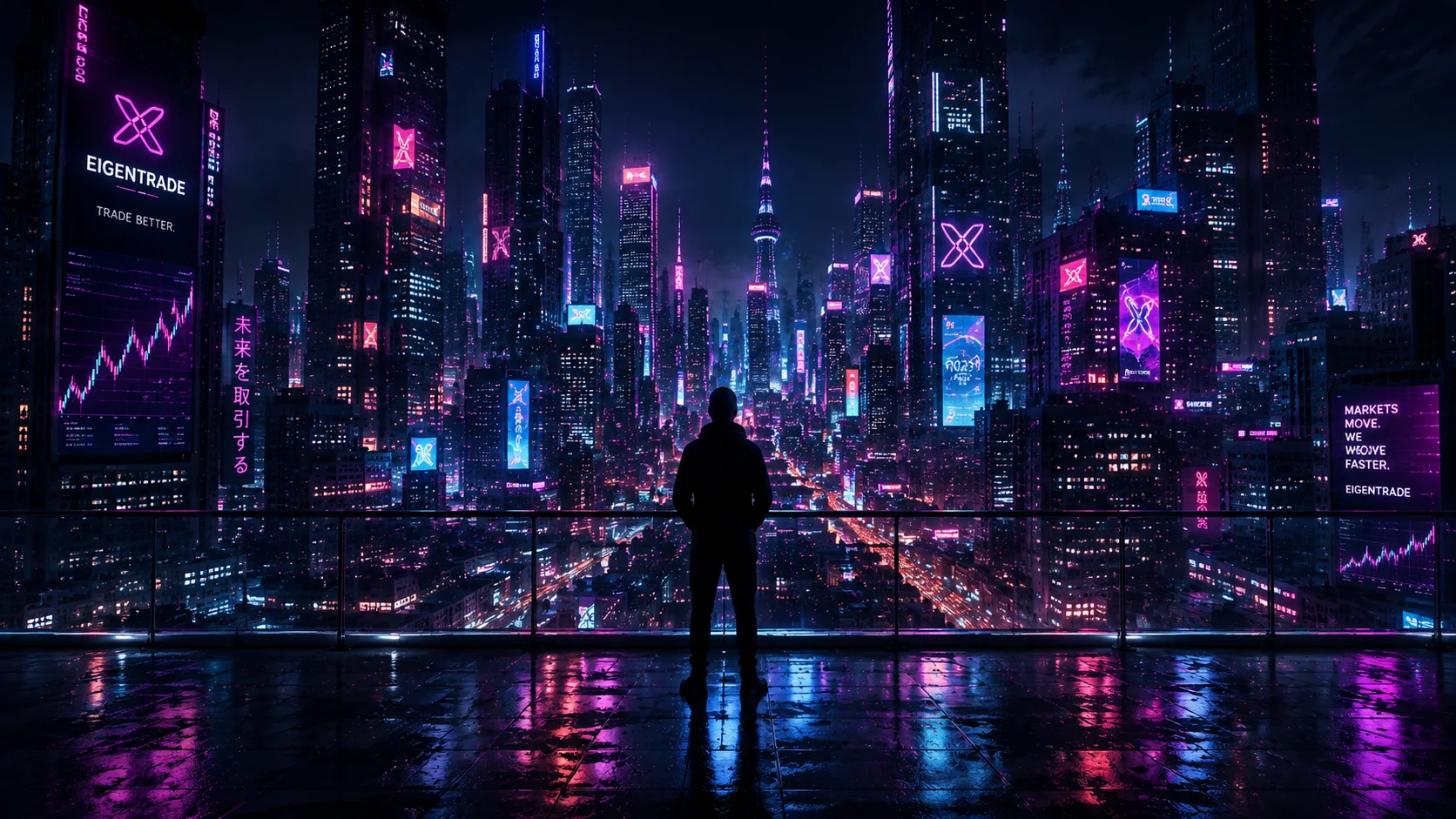 Vista nocturna de una ciudad iluminada